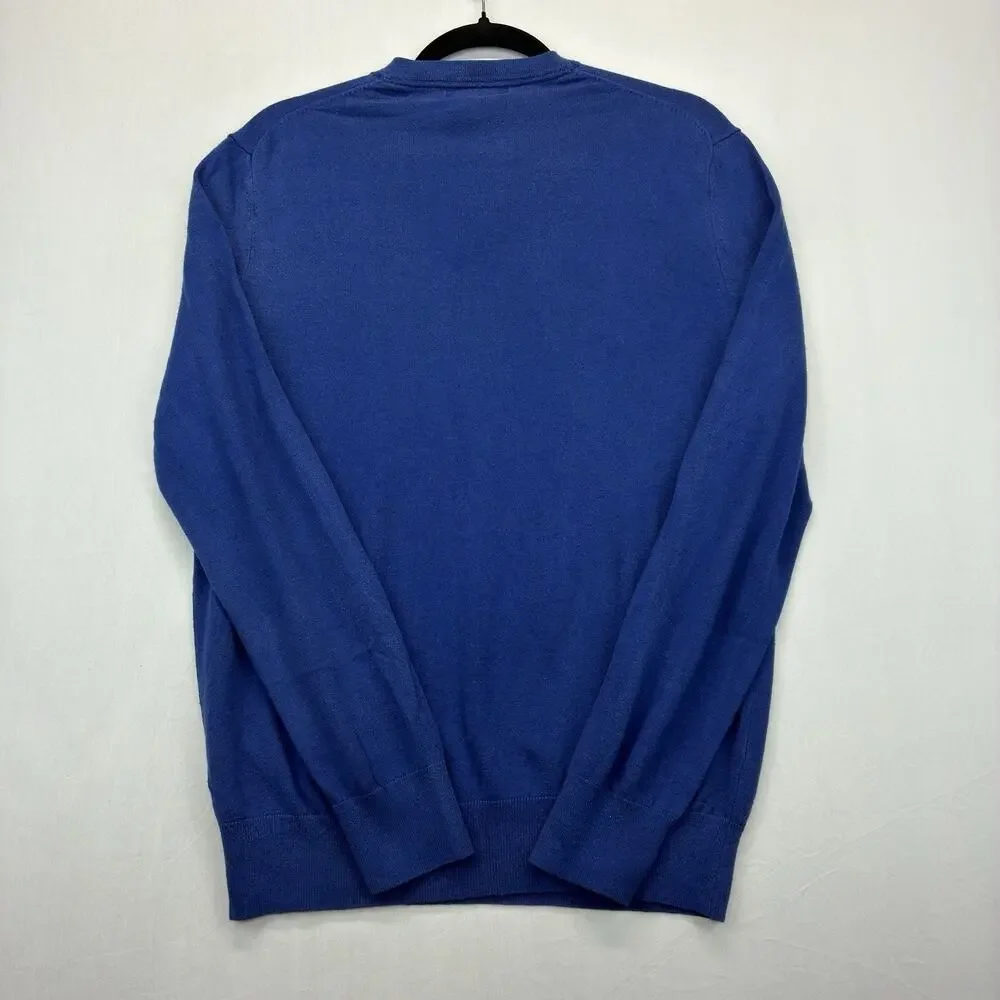 Banana Republic Men’s Medium V Neck Sweater Blue Silk Cashmere Luxury Blend